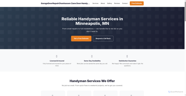 Security scan screenshot of https://garagedoorrepairchanhassen-zane-door-handyman-painting-mn.pages.dev/