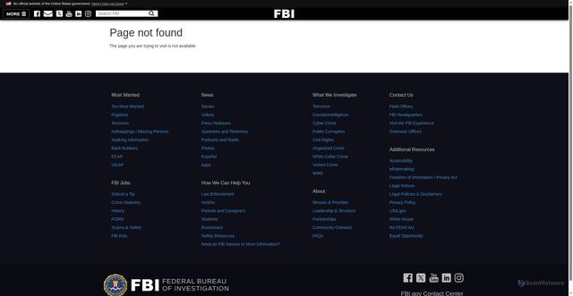 Security scan screenshot of https://www.fbi.gov/nvtc
