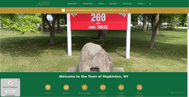 Security scan screenshot of https://townofhopkintonny.gov/