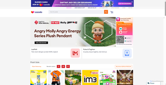 Security scan screenshot of https://lazada.co.id