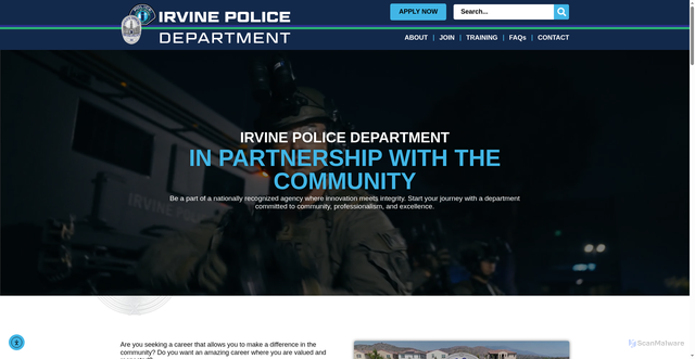Security scan screenshot of https://joinirvinepd.gov/