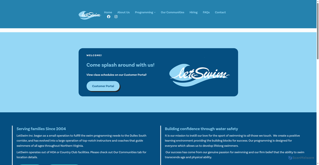 Security scan screenshot of https://letswim.com/