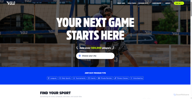 Security scan screenshot of https://www.volosports.com/