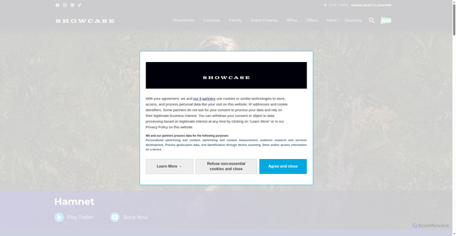 Security scan screenshot of https://showcasecinemas.co.uk