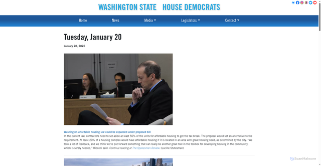 Security scan screenshot of https://housedemocrats.wa.gov/blog/2026/01/20/tuesday-january-20/