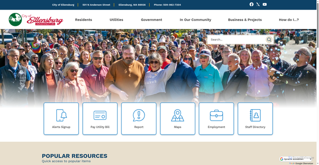Security scan screenshot of https://ellensburgwa.gov/