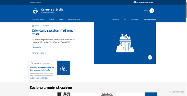 Security scan screenshot of https://www.comune.blello.bg.it/home/index.html