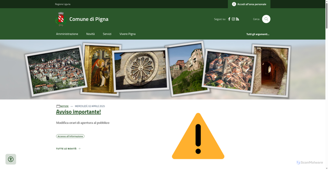 Security scan screenshot of https://www.comune.pigna.im.it