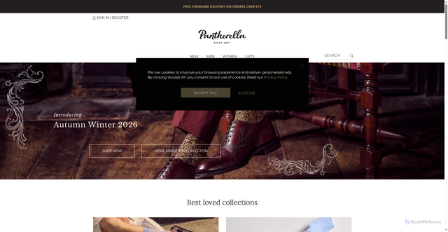 Security scan screenshot of https://pantherella.com