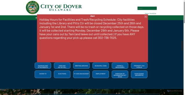 Security scan screenshot of https://www.cityofdover.gov/