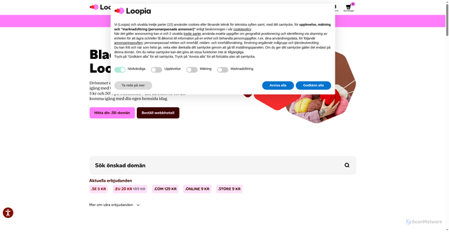 Security scan screenshot of https://www.loopia.se/