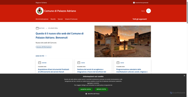 Security scan screenshot of https://www.comune.palazzoadriano.pa.it