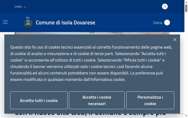 Security scan screenshot of https://www.comune.isoladovarese.cr.it/