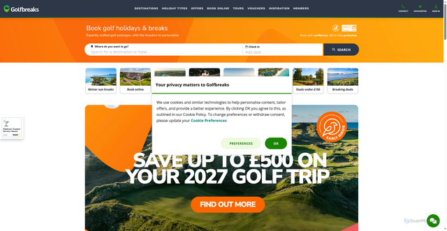 Security scan screenshot of https://golfbreaks.com