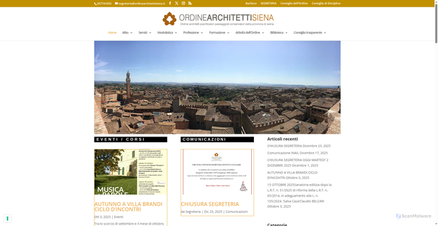 Security scan screenshot of https://www.ordinearchitettisiena.it/