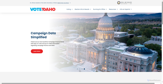 Security scan screenshot of https://voteidaho.gov/