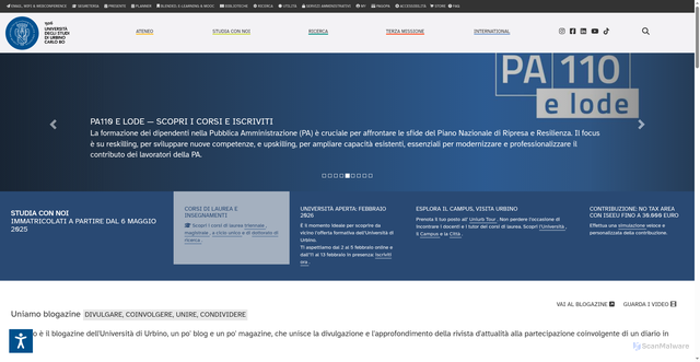 Security scan screenshot of https://www.uniurb.it