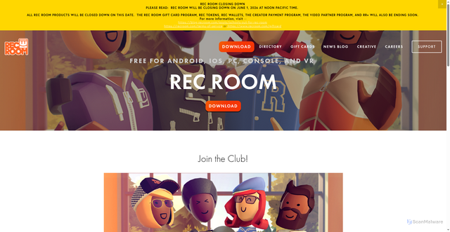 Security scan screenshot of https://recroom.com/