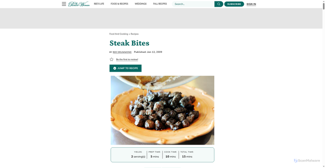 Security scan screenshot of https://www.thepioneerwoman.com/food-cooking/recipes/a10531/steak-bites/