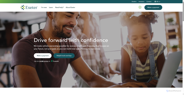 Security scan screenshot of https://exeterfinance.com