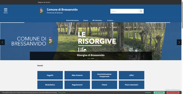 Security scan screenshot of https://www.comune.bressanvido.vi.it/home