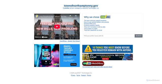 Security scan screenshot of http://townofnorthamptonny.gov/