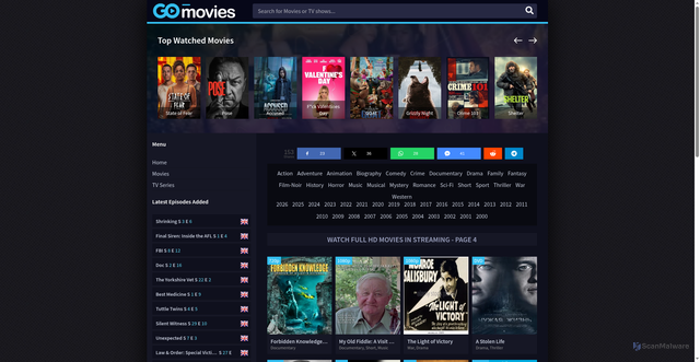 Security scan screenshot of https://moviesdl.net/page/4/