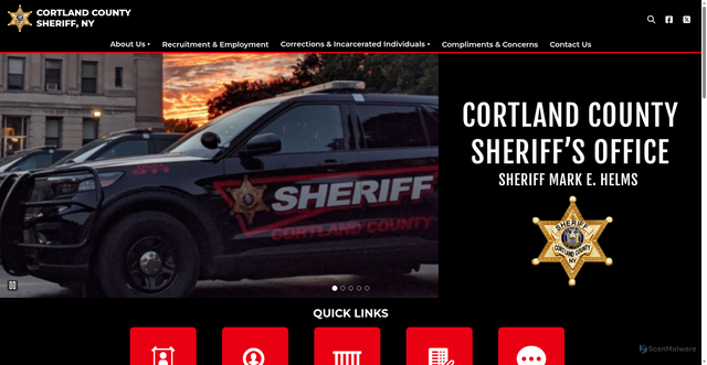 Security scan screenshot of https://www.cortlandcountysheriffny.gov/