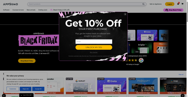 Security scan screenshot of https://appsumo.com/
