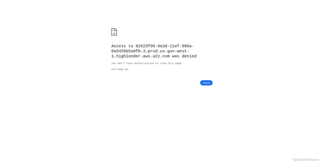 Security scan screenshot of https://62623f90-6a3d-11ef-989a-0a5459b5a0fb-3.prod.us-gov-west-1.highlander.aws.a2z.com