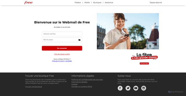 Security scan screenshot of https://webmail.free.fr/