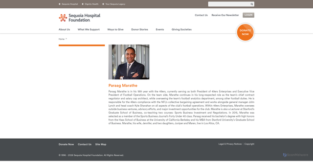 Security scan screenshot of https://www.sequoiahospitalfoundation.org/about-us/paraag-marathe