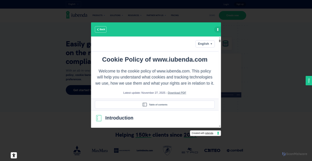 Security scan screenshot of https://www.iubenda.com/