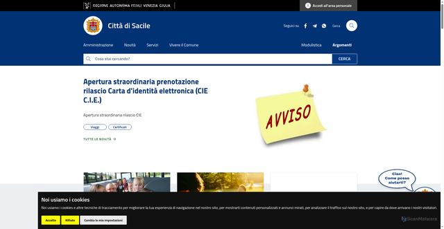Security scan screenshot of https://www.comune.sacile.pn.it