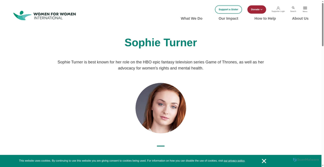 Security scan screenshot of https://www.womenforwomen.org/about/our-team/sophie-turner