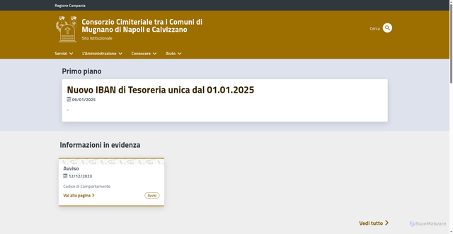 Security scan screenshot of https://www.consorziocimiterialemugnanocalvizzano.it/