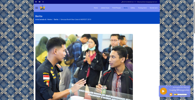 Security scan screenshot of https://bejoradiofm.site/index.php/berita-bcradio/serunya-booth-bea-cukai-di-mofest-2019