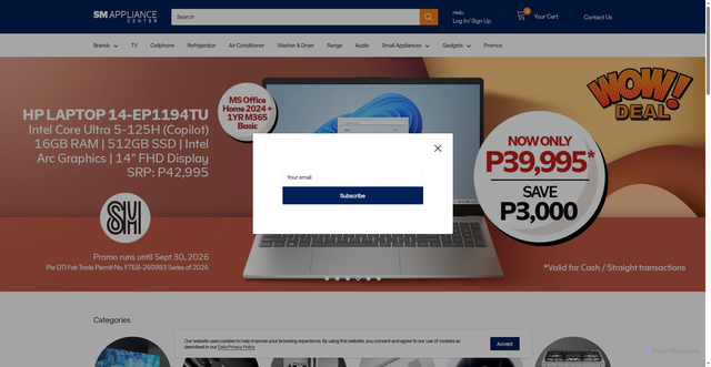 Security scan screenshot of https://www.smappliance.com