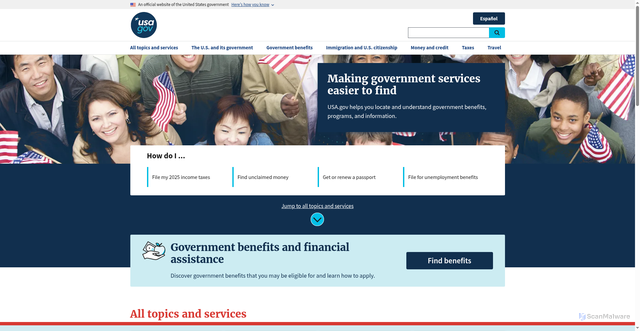 Security scan screenshot of https://www.usa.gov/