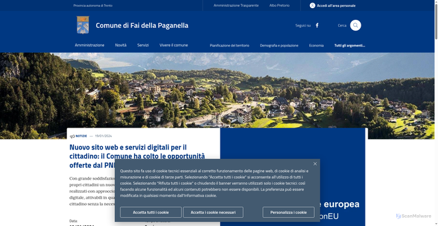 Security scan screenshot of https://www.comune.faidellapaganella.tn.it/