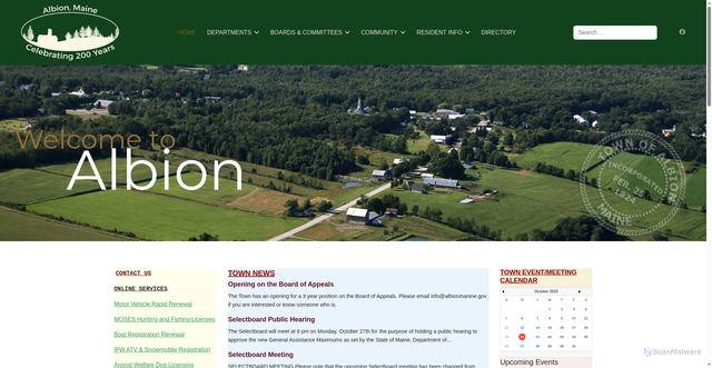 Security scan screenshot of https://albionmaine.gov/
