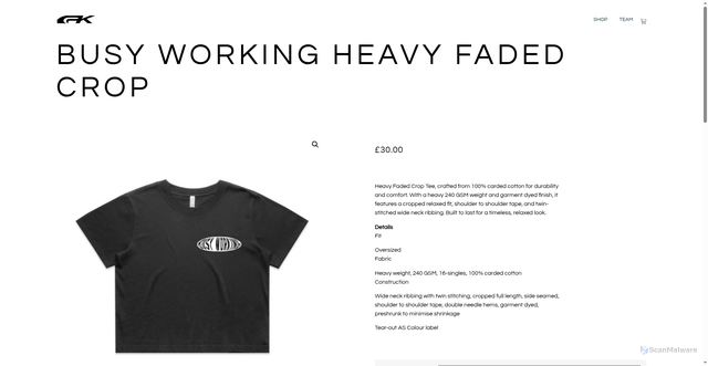 Security scan screenshot of https://kanetrainingshop.com/product/busy-working-heavy-faded-crop/