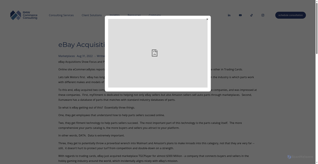 Security scan screenshot of https://www.rmwcommerce.com/blog/ebay-acquisitions-show-focus-and-potential