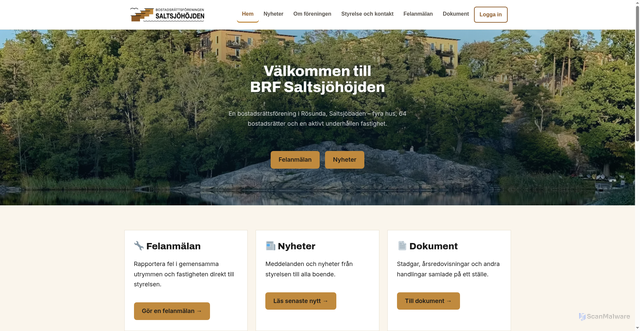 Security scan screenshot of https://brfsaltsjohojden.se