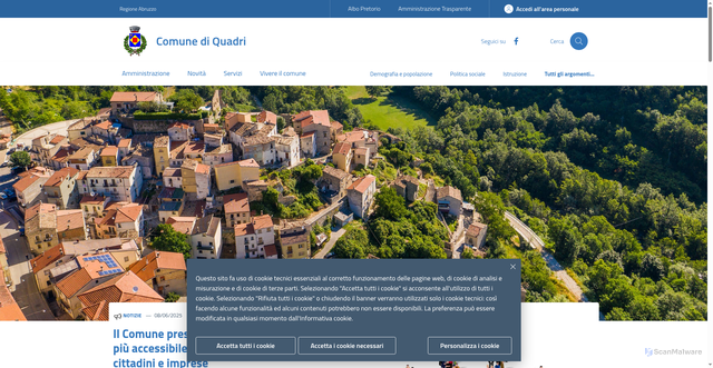 Security scan screenshot of https://www.comune.quadri.ch.it/