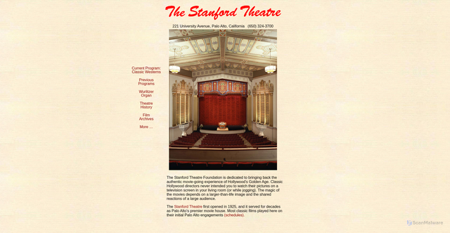 Security scan screenshot of https://stanfordtheatre.org/