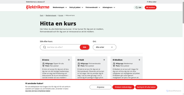 Security scan screenshot of https://www.sef.se/kurser