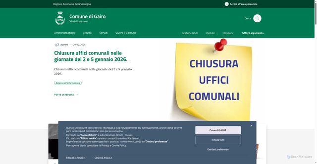 Security scan screenshot of https://comune.gairo.nu.it/