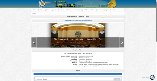 Security scan screenshot of https://www.nmlegis.gov/