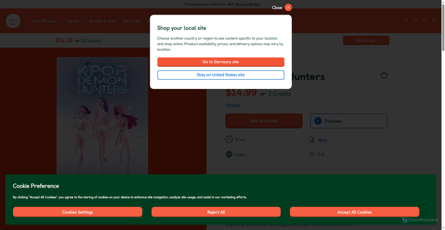 Security scan screenshot of https://us.yotoplay.com/products/kpop-demon-hunters